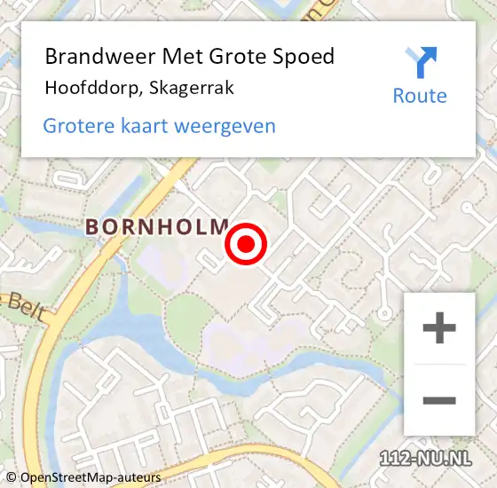 Locatie op kaart van de 112 melding: Brandweer Met Grote Spoed Naar Hoofddorp, Skagerrak op 16 juni 2024 03:34