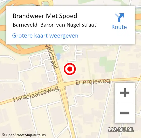 Locatie op kaart van de 112 melding: Brandweer Met Spoed Naar Barneveld, Baron van Nagellstraat op 16 juni 2024 03:58