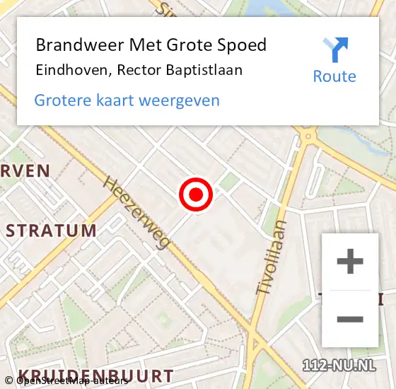 Locatie op kaart van de 112 melding: Brandweer Met Grote Spoed Naar Eindhoven, Rector Baptistlaan op 16 juni 2024 04:37