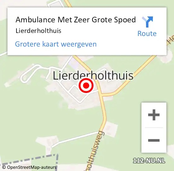 Locatie op kaart van de 112 melding: Ambulance Met Zeer Grote Spoed Naar Lierderholthuis op 16 juni 2024 04:48