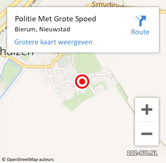 Locatie op kaart van de 112 melding: Politie Met Grote Spoed Naar Bierum, Nieuwstad op 16 juni 2024 04:53