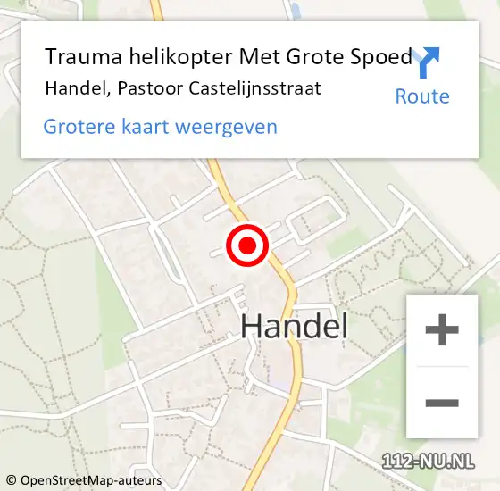 Locatie op kaart van de 112 melding: Trauma helikopter Met Grote Spoed Naar Handel, Pastoor Castelijnsstraat op 16 juni 2024 05:41