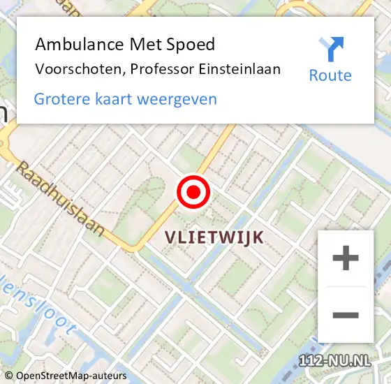 Locatie op kaart van de 112 melding: Ambulance Met Spoed Naar Voorschoten, Professor Einsteinlaan op 16 juni 2024 05:53