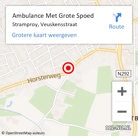 Locatie op kaart van de 112 melding: Ambulance Met Grote Spoed Naar Stramproy, Veuskensstraat op 16 juni 2024 06:23