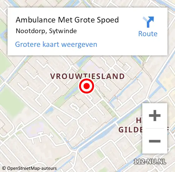 Locatie op kaart van de 112 melding: Ambulance Met Grote Spoed Naar Nootdorp, Sytwinde op 16 juni 2024 06:50