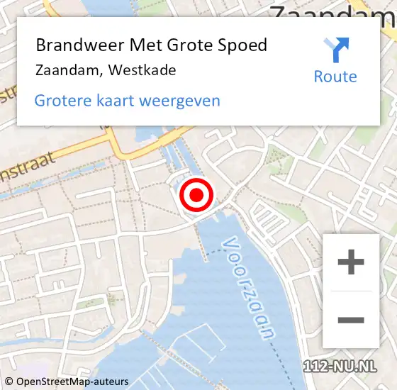 Locatie op kaart van de 112 melding: Brandweer Met Grote Spoed Naar Zaandam, Westkade op 16 juni 2024 07:37