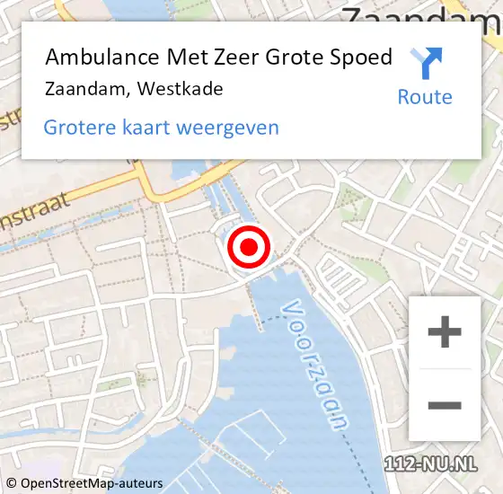 Locatie op kaart van de 112 melding: Ambulance Met Zeer Grote Spoed Naar Zaandam, Westkade op 16 juni 2024 07:37