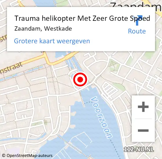 Locatie op kaart van de 112 melding: Trauma helikopter Met Zeer Grote Spoed Naar Zaandam, Westkade op 16 juni 2024 07:40