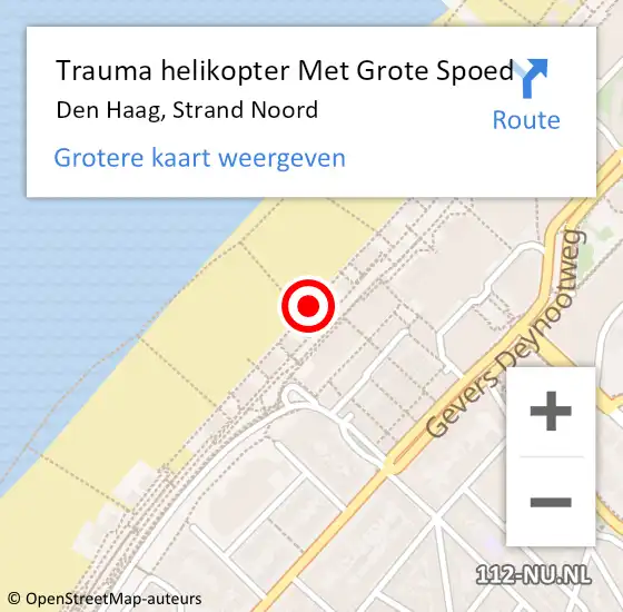 Locatie op kaart van de 112 melding: Trauma helikopter Met Grote Spoed Naar Den Haag, Strand Noord op 16 juni 2024 07:44