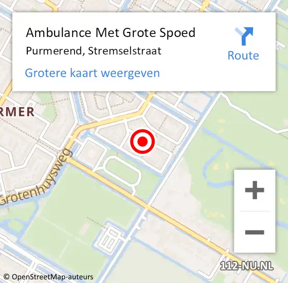 Locatie op kaart van de 112 melding: Ambulance Met Grote Spoed Naar Purmerend, Stremselstraat op 16 juni 2024 07:50