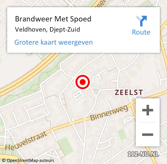 Locatie op kaart van de 112 melding: Brandweer Met Spoed Naar Veldhoven, Djept-Zuid op 16 juni 2024 07:56