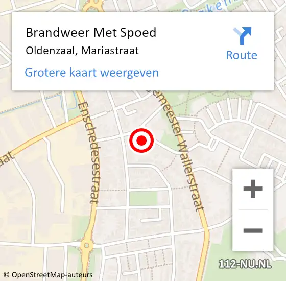 Locatie op kaart van de 112 melding: Brandweer Met Spoed Naar Oldenzaal, Mariastraat op 16 juni 2024 07:59