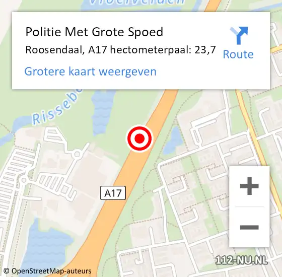 Locatie op kaart van de 112 melding: Politie Met Grote Spoed Naar Roosendaal, A17 hectometerpaal: 23,7 op 16 juni 2024 08:01