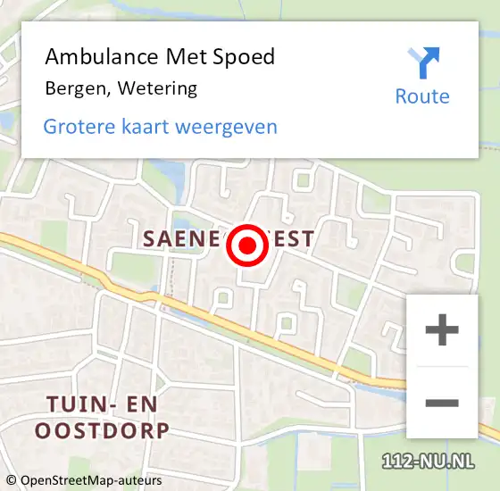 Locatie op kaart van de 112 melding: Ambulance Met Spoed Naar Bergen, Wetering op 16 juni 2024 08:15