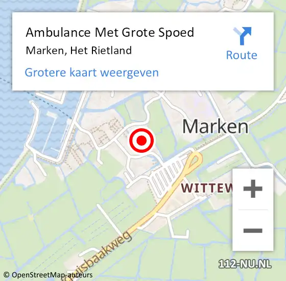 Locatie op kaart van de 112 melding: Ambulance Met Grote Spoed Naar Marken, Het Rietland op 9 oktober 2014 16:06