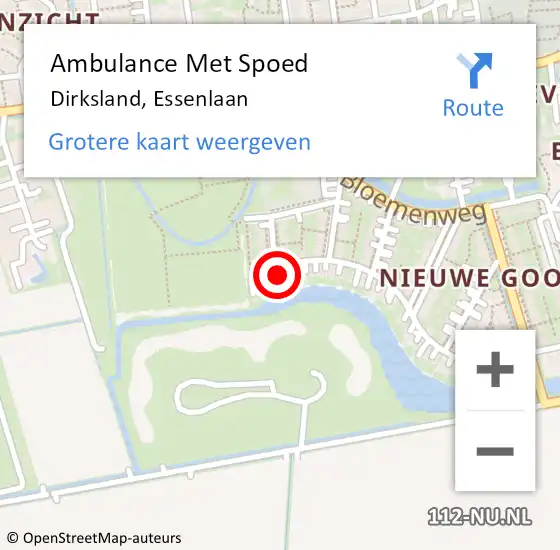 Locatie op kaart van de 112 melding: Ambulance Met Spoed Naar Dirksland, Essenlaan op 16 juni 2024 09:21