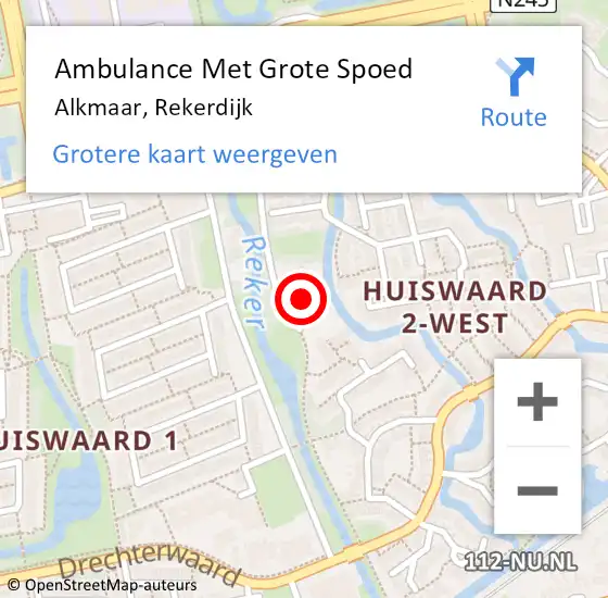 Locatie op kaart van de 112 melding: Ambulance Met Grote Spoed Naar Alkmaar, Rekerdijk op 16 juni 2024 09:36