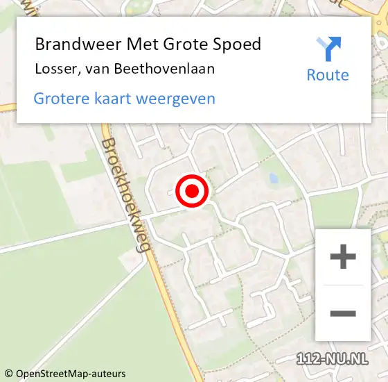 Locatie op kaart van de 112 melding: Brandweer Met Grote Spoed Naar Losser, van Beethovenlaan op 16 juni 2024 10:02