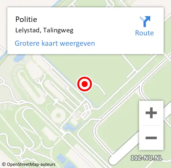 Locatie op kaart van de 112 melding: Politie Lelystad, Talingweg op 16 juni 2024 10:05