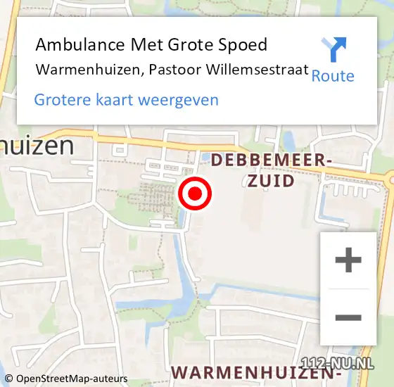 Locatie op kaart van de 112 melding: Ambulance Met Grote Spoed Naar Warmenhuizen, Pastoor Willemsestraat op 16 juni 2024 10:15