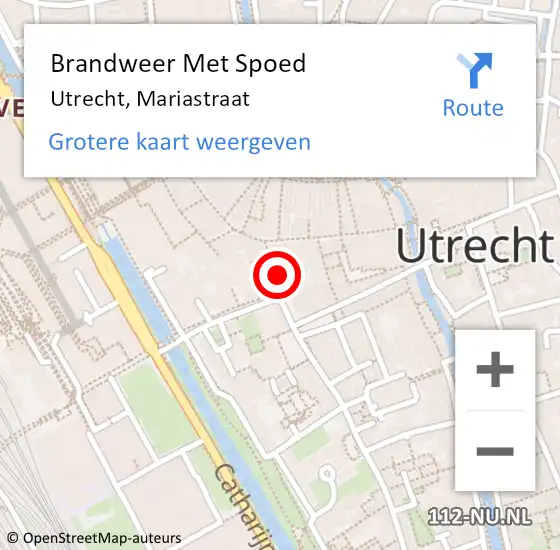 Locatie op kaart van de 112 melding: Brandweer Met Spoed Naar Utrecht, Mariastraat op 16 juni 2024 10:33