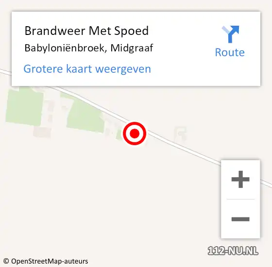 Locatie op kaart van de 112 melding: Brandweer Met Spoed Naar Babyloniënbroek, Midgraaf op 16 juni 2024 10:33