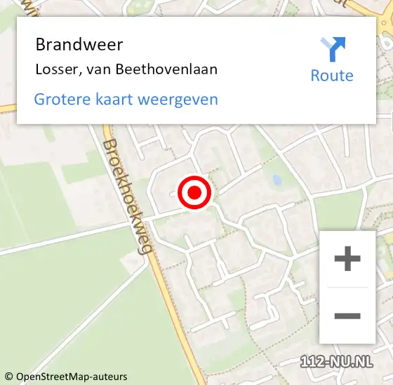 Locatie op kaart van de 112 melding: Brandweer Losser, van Beethovenlaan op 16 juni 2024 10:38