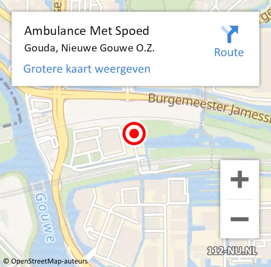 Locatie op kaart van de 112 melding: Ambulance Met Spoed Naar Gouda, Nieuwe Gouwe O.Z. op 16 juni 2024 10:40