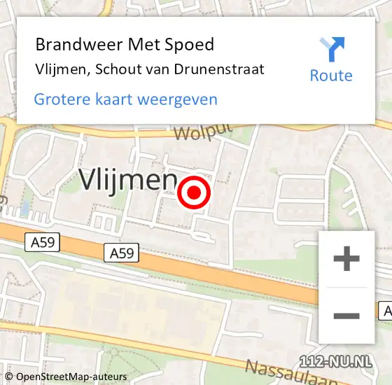 Locatie op kaart van de 112 melding: Brandweer Met Spoed Naar Vlijmen, Schout van Drunenstraat op 16 juni 2024 10:46