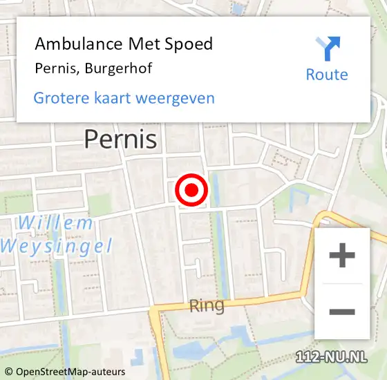 Locatie op kaart van de 112 melding: Ambulance Met Spoed Naar Pernis, Burgerhof op 16 juni 2024 10:51