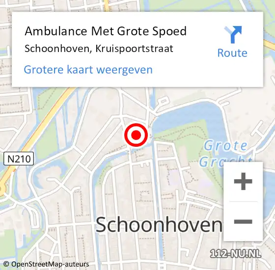 Locatie op kaart van de 112 melding: Ambulance Met Grote Spoed Naar Schoonhoven, Kruispoortstraat op 16 juni 2024 11:17