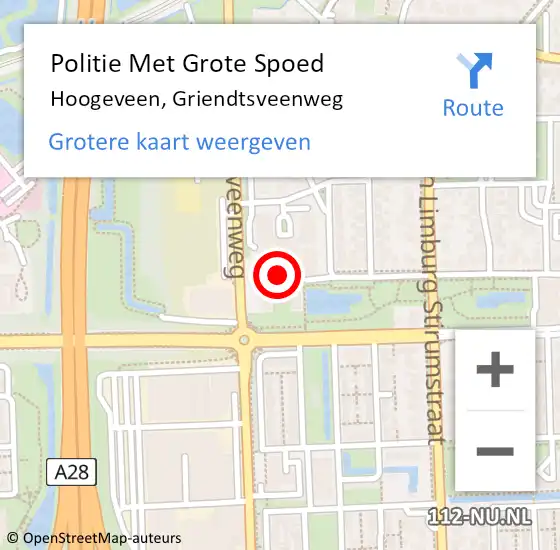 Locatie op kaart van de 112 melding: Politie Met Grote Spoed Naar Hoogeveen, Griendtsveenweg op 16 juni 2024 11:23