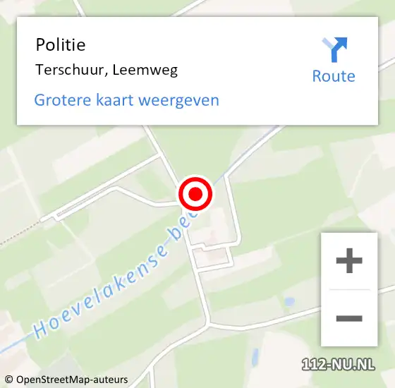 Locatie op kaart van de 112 melding: Politie Terschuur, Leemweg op 16 juni 2024 11:34