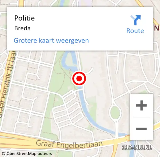 Locatie op kaart van de 112 melding: Politie Breda op 16 juni 2024 11:40