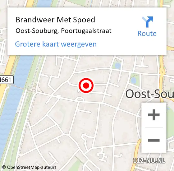 Locatie op kaart van de 112 melding: Brandweer Met Spoed Naar Oost-Souburg, Poortugaalstraat op 16 juni 2024 11:43