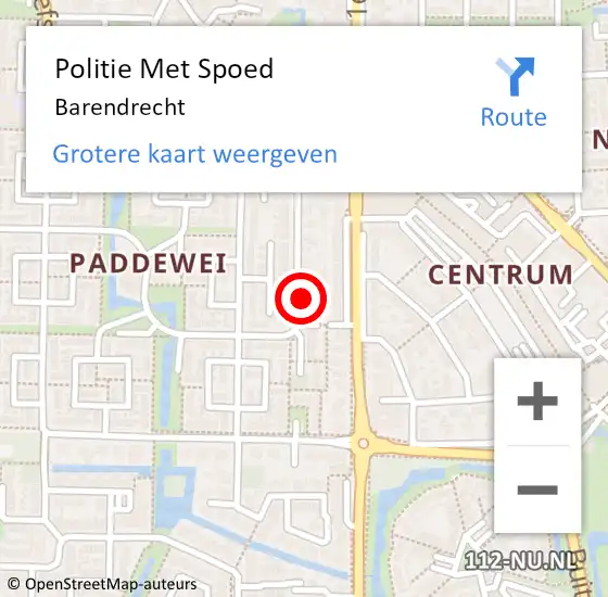 Locatie op kaart van de 112 melding: Politie Met Spoed Naar Barendrecht op 16 juni 2024 11:59