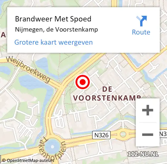 Locatie op kaart van de 112 melding: Brandweer Met Spoed Naar Nijmegen, de Voorstenkamp op 16 juni 2024 12:02