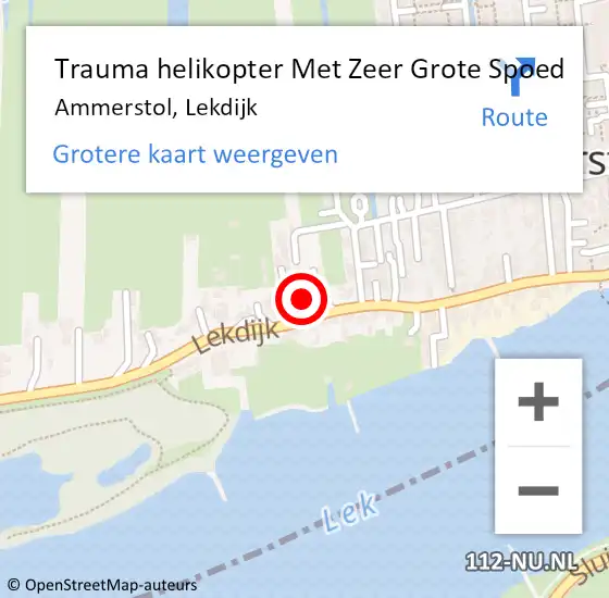 Locatie op kaart van de 112 melding: Trauma helikopter Met Zeer Grote Spoed Naar Ammerstol, Lekdijk op 16 juni 2024 12:04