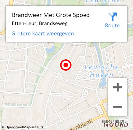 Locatie op kaart van de 112 melding: Brandweer Met Grote Spoed Naar Etten-Leur, Brandseweg op 16 juni 2024 12:12