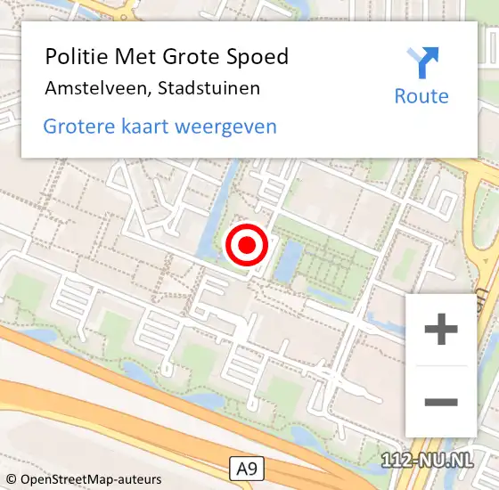 Locatie op kaart van de 112 melding: Politie Met Grote Spoed Naar Amstelveen, Stadstuinen op 16 juni 2024 12:30