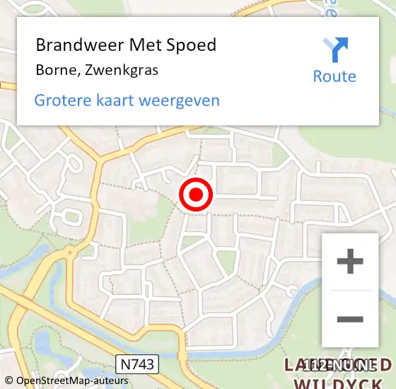 Locatie op kaart van de 112 melding: Brandweer Met Spoed Naar Borne, Zwenkgras op 16 juni 2024 12:31