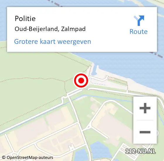 Locatie op kaart van de 112 melding: Politie Oud-Beijerland, Zalmpad op 16 juni 2024 12:37