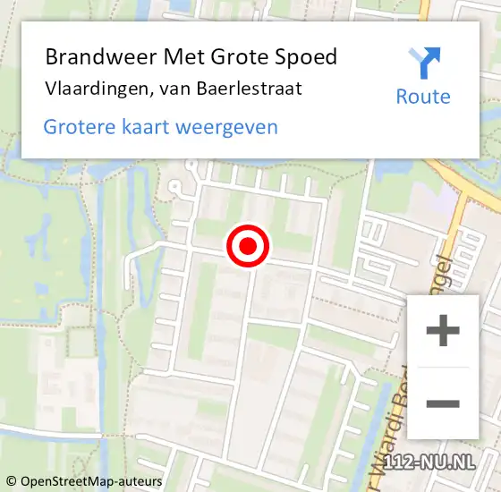 Locatie op kaart van de 112 melding: Brandweer Met Grote Spoed Naar Vlaardingen, van Baerlestraat op 16 juni 2024 12:41