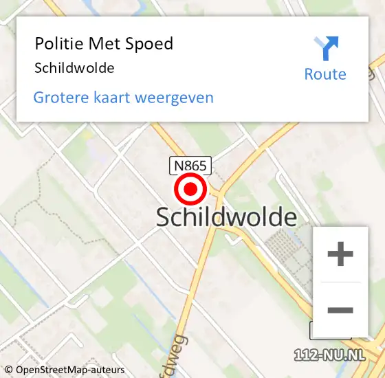 Locatie op kaart van de 112 melding: Politie Met Spoed Naar Schildwolde op 16 juni 2024 12:44