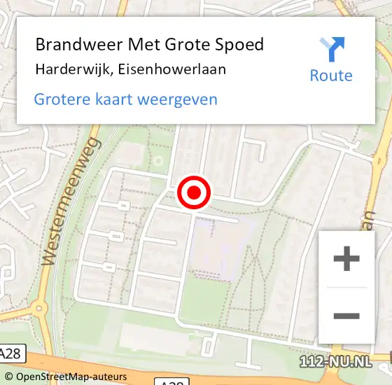 Locatie op kaart van de 112 melding: Brandweer Met Grote Spoed Naar Harderwijk, Eisenhowerlaan op 9 oktober 2014 16:27