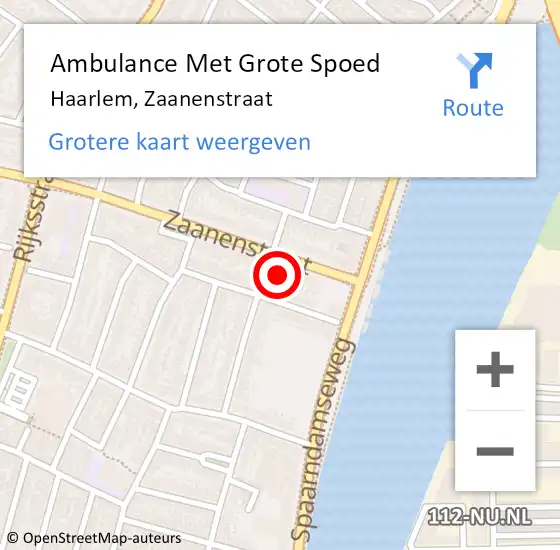 Locatie op kaart van de 112 melding: Ambulance Met Grote Spoed Naar Haarlem, Zaanenstraat op 16 juni 2024 12:45