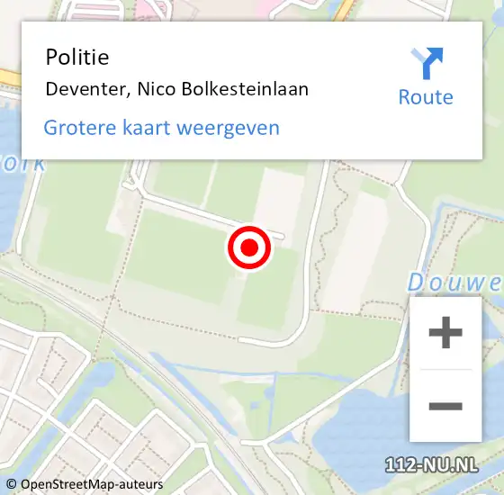 Locatie op kaart van de 112 melding: Politie Deventer, Nico Bolkesteinlaan op 16 juni 2024 12:46