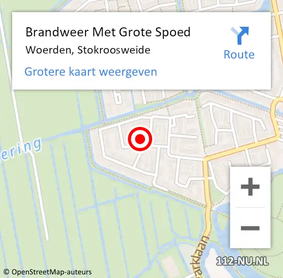 Locatie op kaart van de 112 melding: Brandweer Met Grote Spoed Naar Woerden, Stokroosweide op 16 juni 2024 13:10