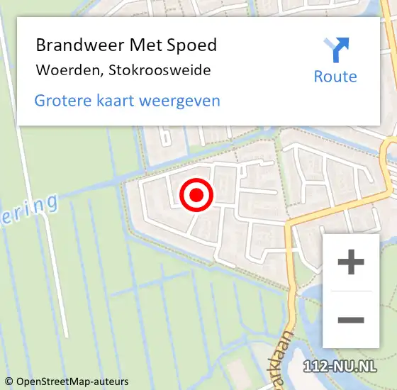 Locatie op kaart van de 112 melding: Brandweer Met Spoed Naar Woerden, Stokroosweide op 16 juni 2024 13:17