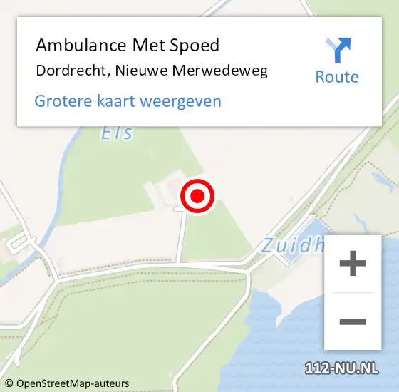 Locatie op kaart van de 112 melding: Ambulance Met Spoed Naar Dordrecht, Nieuwe Merwedeweg op 16 juni 2024 13:41